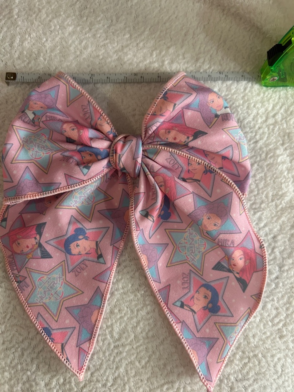K pop Pink Character Print Bow Hair Ribbon